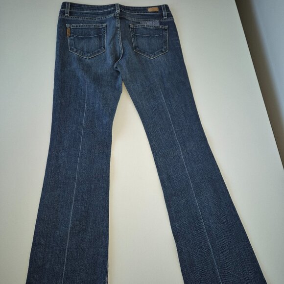 Blue Straight Leg Jeans with Distressed Details and Fading - Picture 1 of 7